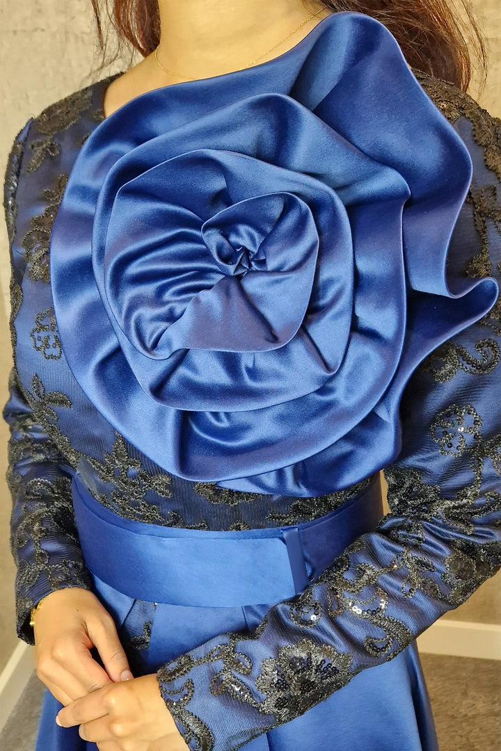 Sapphire Bloom Gown