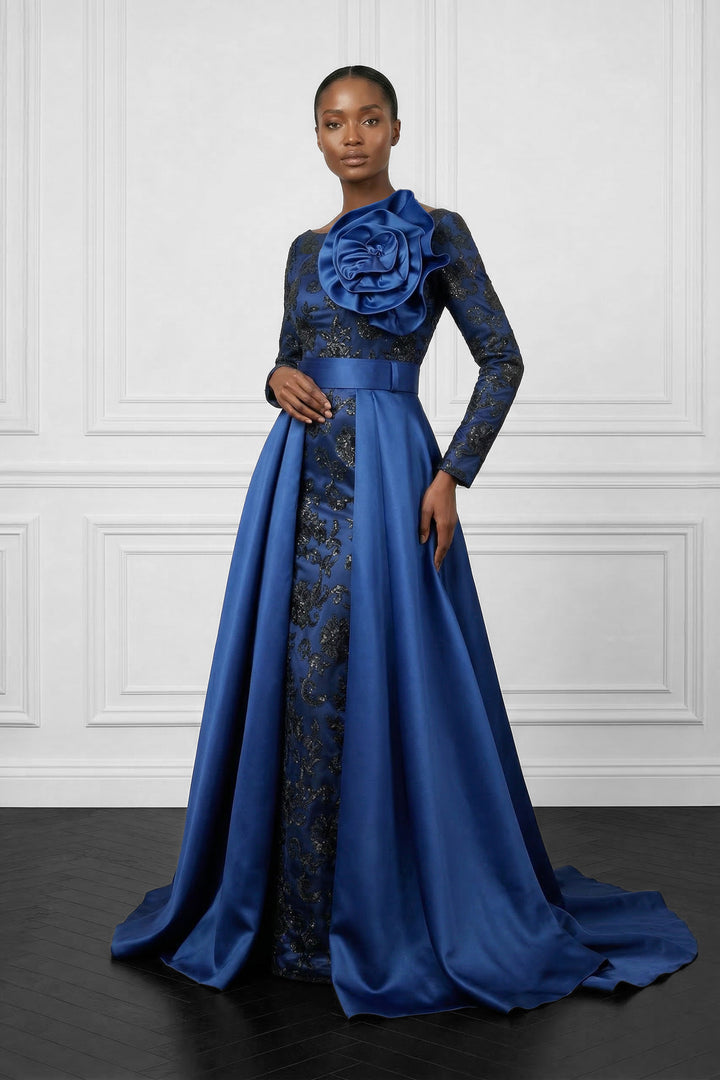 Sapphire Bloom Gown